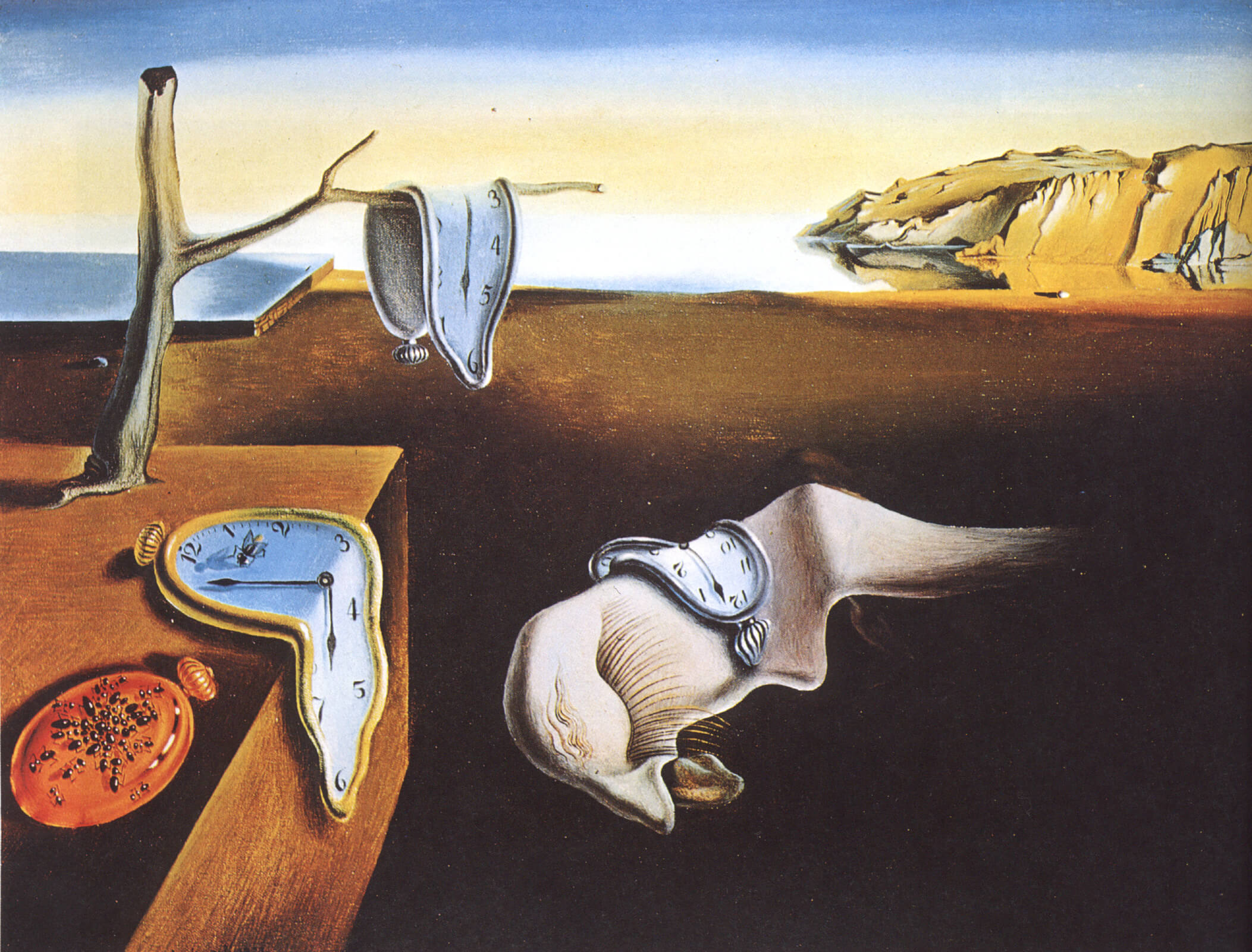 The Persistence of Memory, depicting soft, melting pocket watches